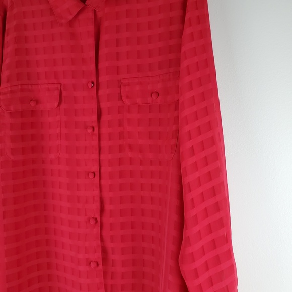 LIZ BAKER Red Blouse button-down Size 16 Sheer - Picture 3 of 7